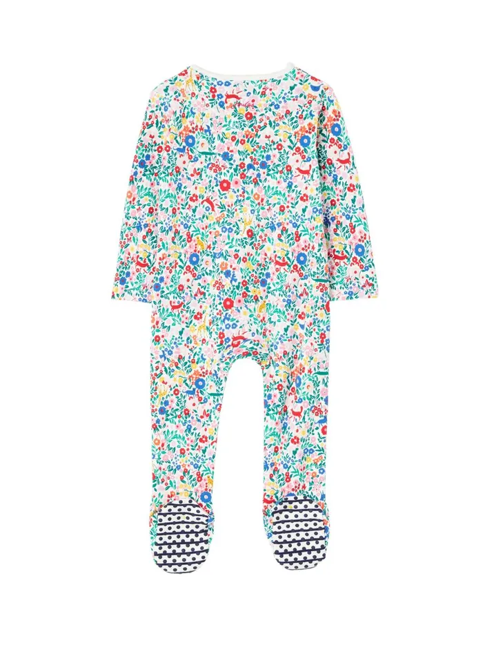 Joules Nightwear Girls Blue Zippy Print Organically Grown Cotton Babygrow