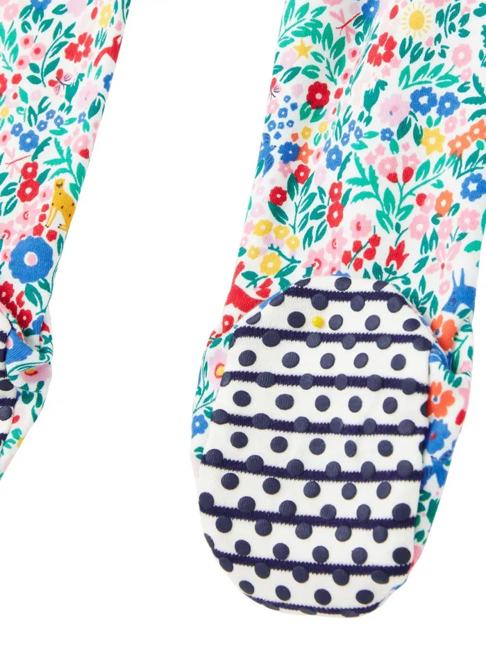 Joules Nightwear Girls Blue Zippy Print Organically Grown Cotton Babygrow