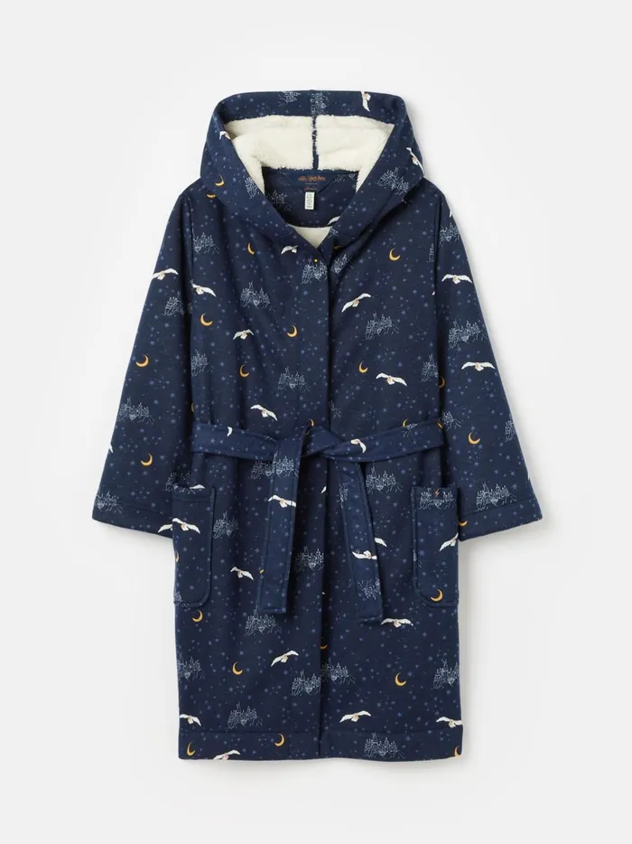 Joules Nightwear Girls Navy Harry Potter Fleece Dressing Gown