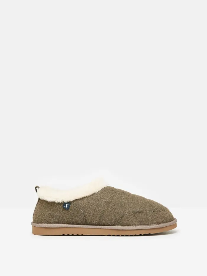 Joules Nightwear Men Tan Brown Faux Fur Lined Slippers