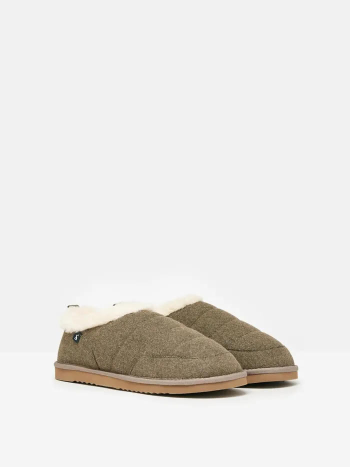 Joules Nightwear Men Tan Brown Faux Fur Lined Slippers