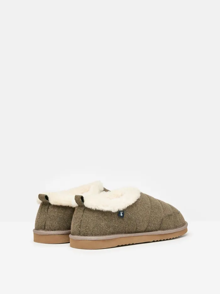 Joules Nightwear Men Tan Brown Faux Fur Lined Slippers