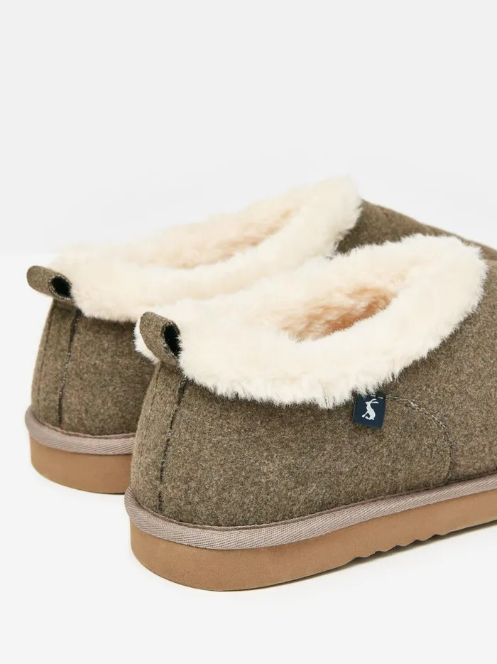 Joules Nightwear Men Tan Brown Faux Fur Lined Slippers