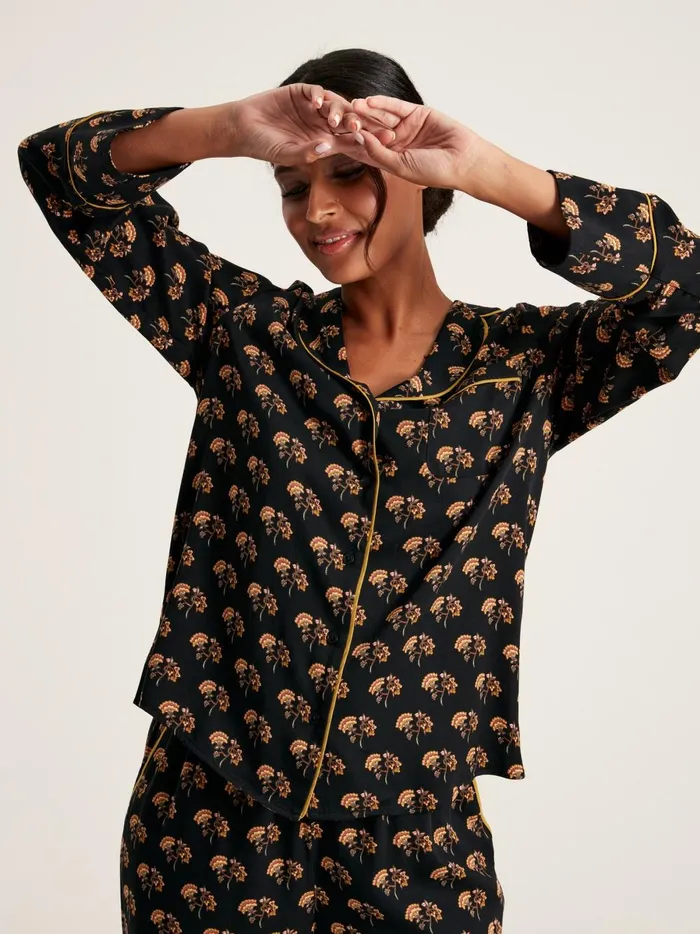 Joules Nightwear Women Black Floral Pyjama Set
