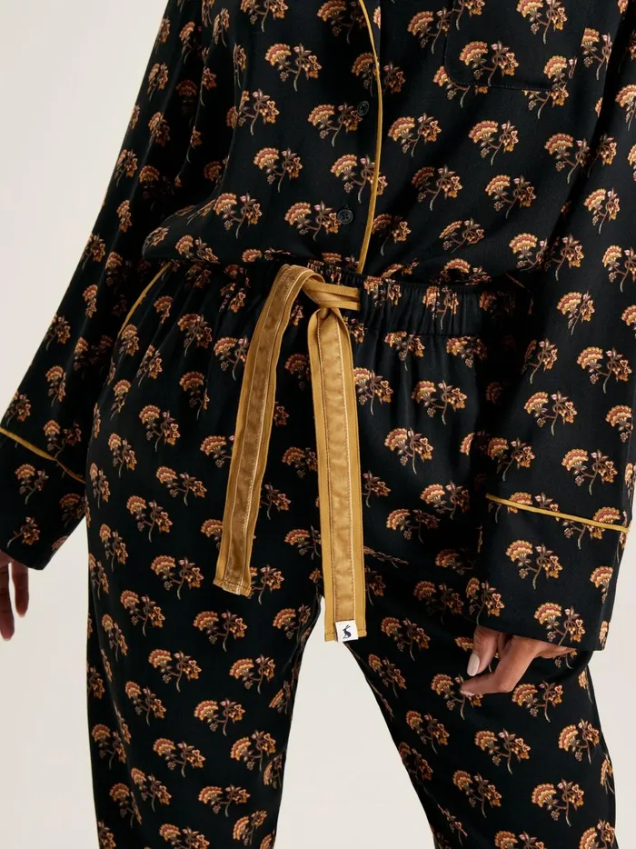 Joules Nightwear Women Black Floral Pyjama Set