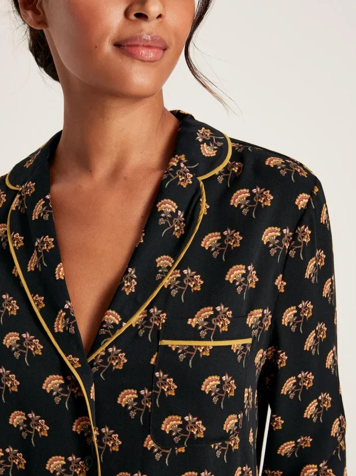 Joules Nightwear Women Black Floral Pyjama Set