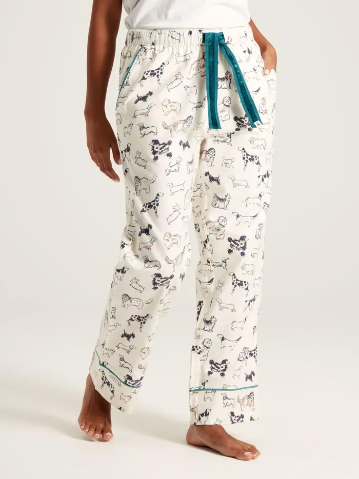 Joules Nightwear Women Cream Dog Print Cotton Pyjama Bottoms