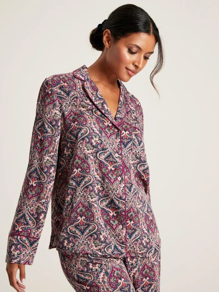 Joules Nightwear Women Dark Pink Paisley Pyjama Set
