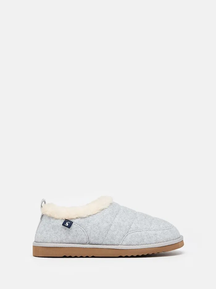 Joules Nightwear Women Grey Faux Fur Lined Slippers