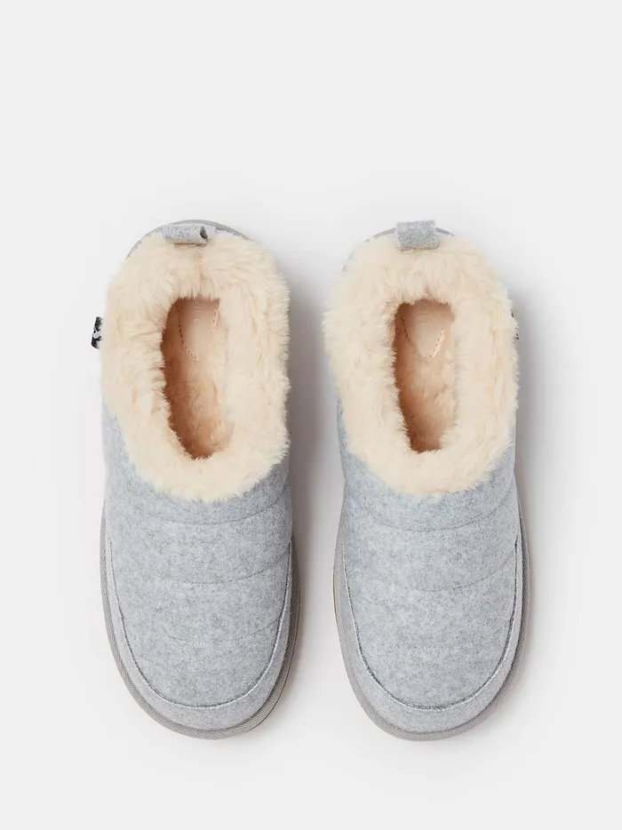 Joules Nightwear Women Grey Faux Fur Lined Slippers