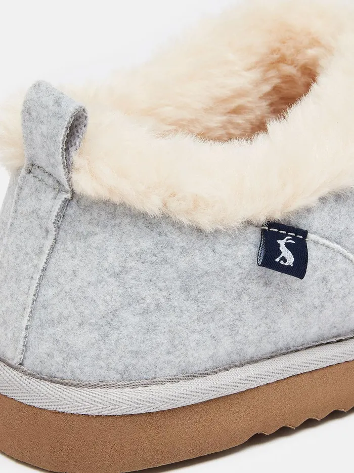 Joules Nightwear Women Grey Faux Fur Lined Slippers