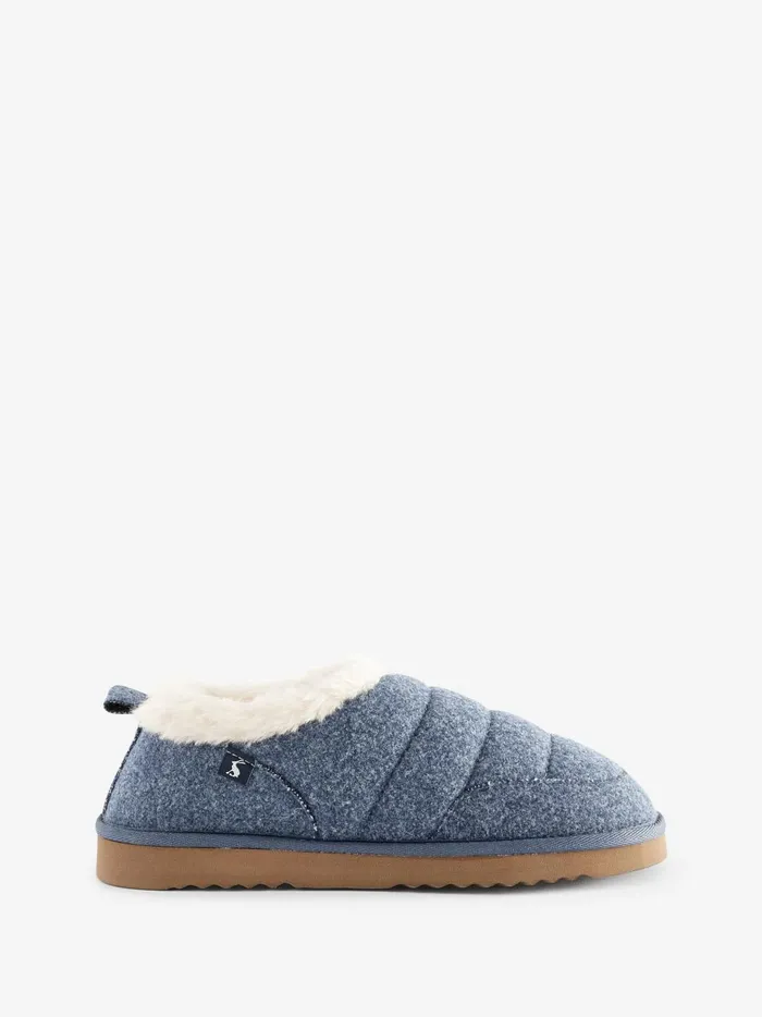 Joules Nightwear Women Navy Faux Fur Lined Slippers