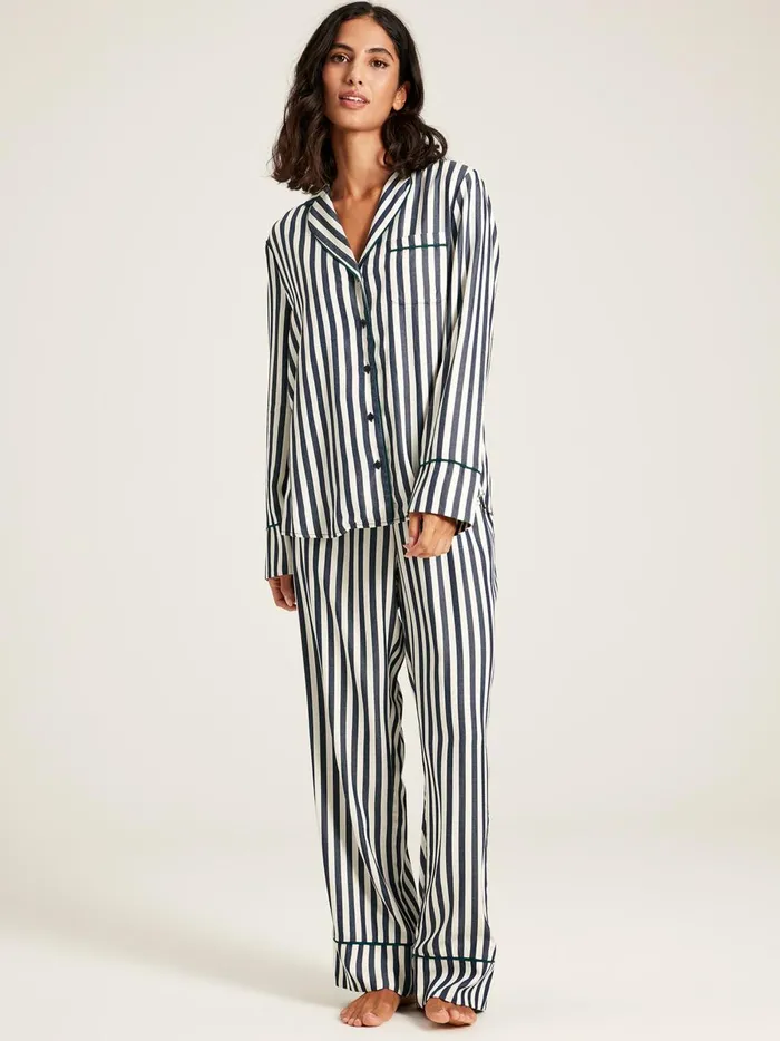 Joules Nightwear Women Navy Stripe Pyjama Set