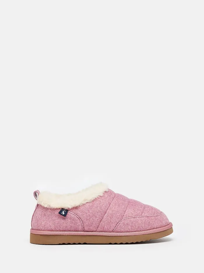 Joules Nightwear Women Pink Faux Fur Lined Slippers