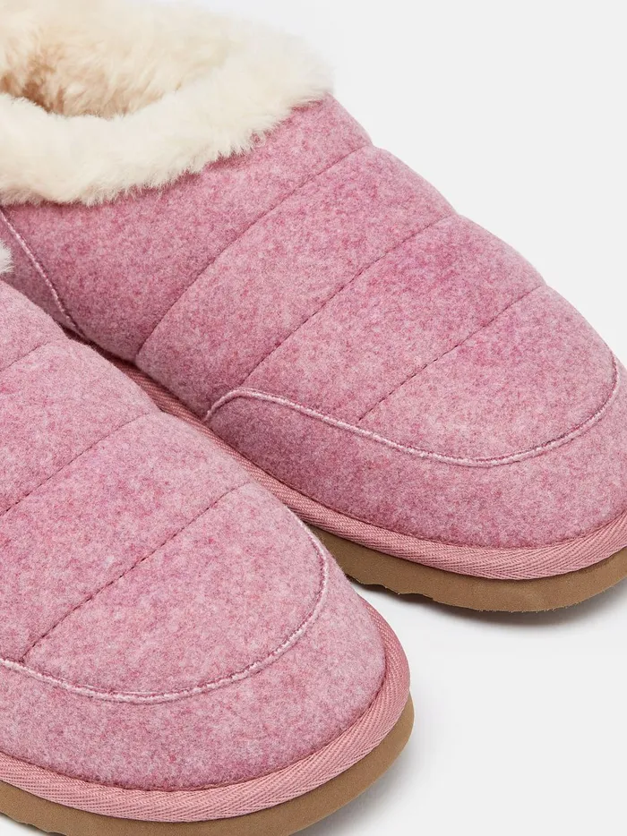 Joules Nightwear Women Pink Faux Fur Lined Slippers