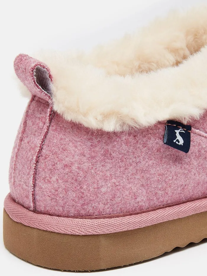 Joules Nightwear Women Pink Faux Fur Lined Slippers