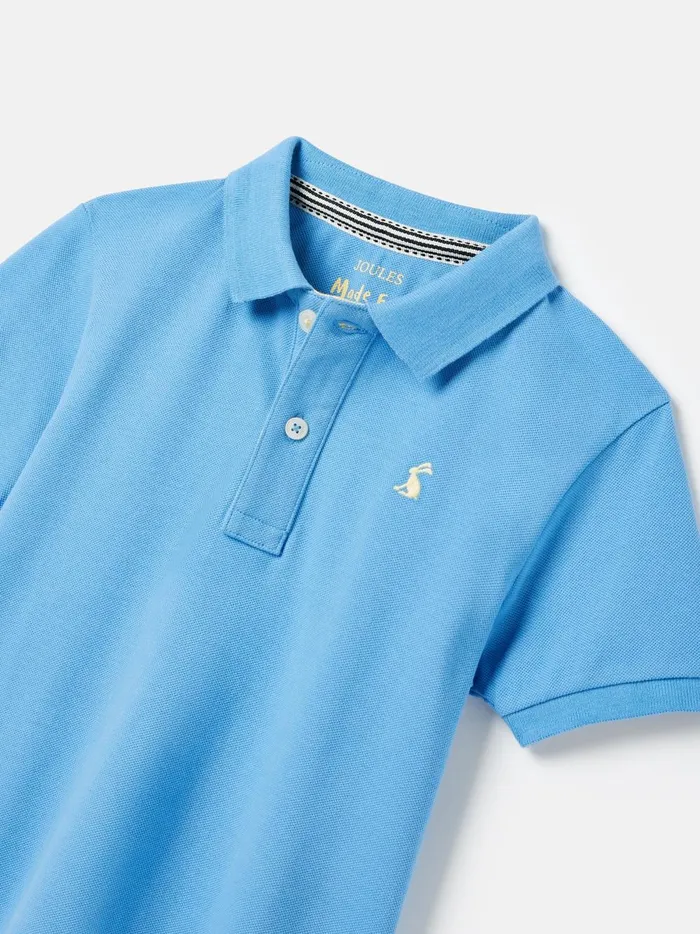 Joules Polo Shirts Boys Blue Pique Cotton Polo Shirt