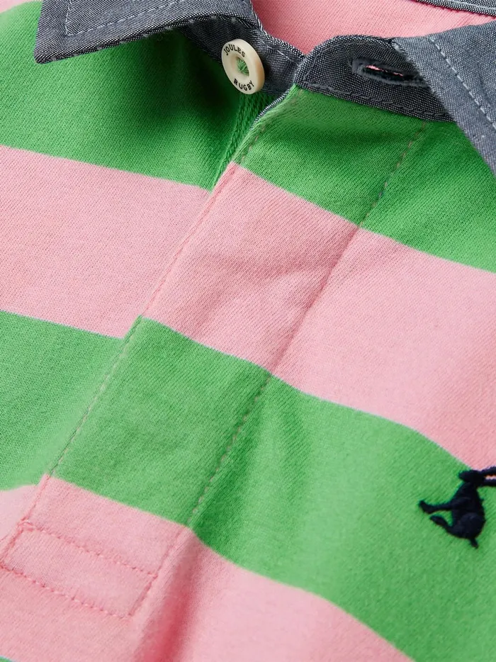 Joules Polo Shirts Boys Green Jersey Woven Collar Polo Shirt
