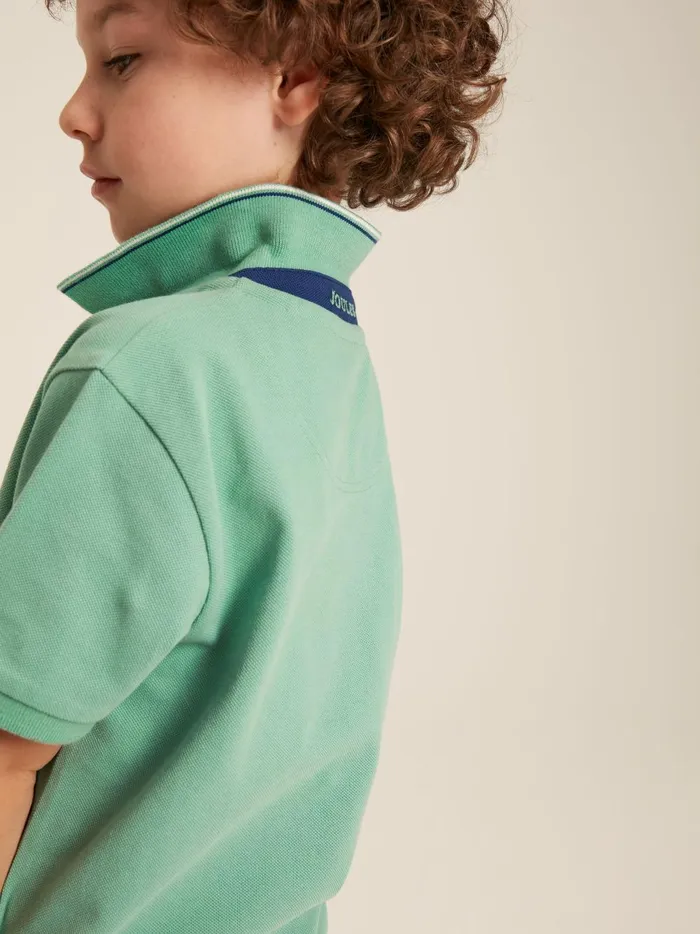 Joules Polo Shirts Boys Green Pique Cotton Polo Shirt