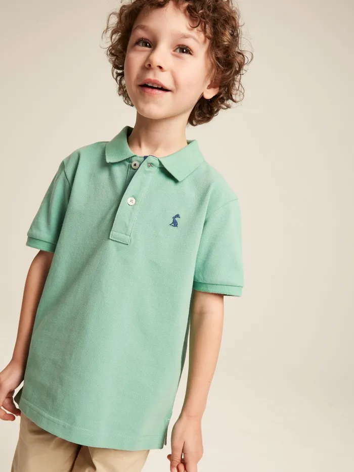 Joules Polo Shirts Boys Green Pique Cotton Polo Shirt