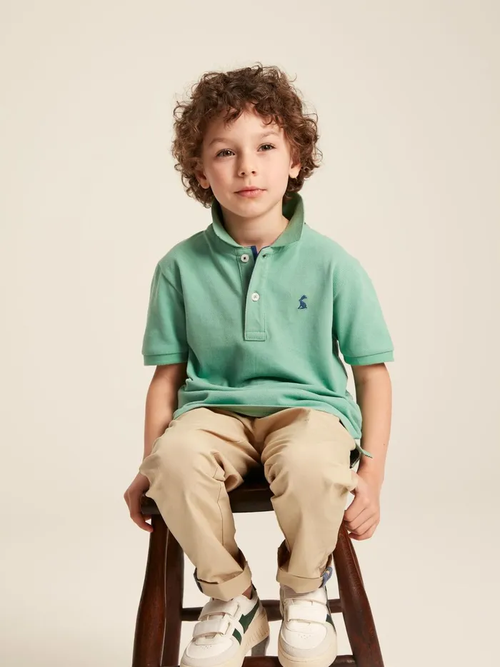 Joules Polo Shirts Boys Green Pique Cotton Polo Shirt
