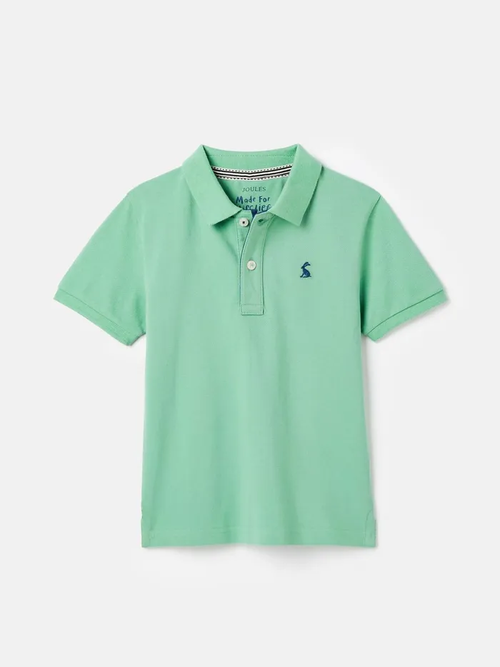 Joules Polo Shirts Boys Green Pique Cotton Polo Shirt