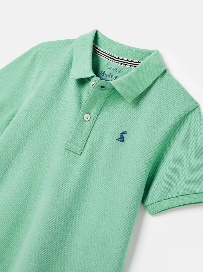 Joules Polo Shirts Boys Green Pique Cotton Polo Shirt