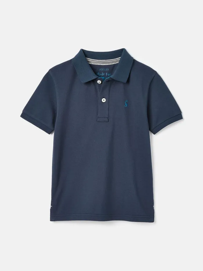 Joules Polo Shirts Boys Navy Blue Pique Cotton Polo Shirt