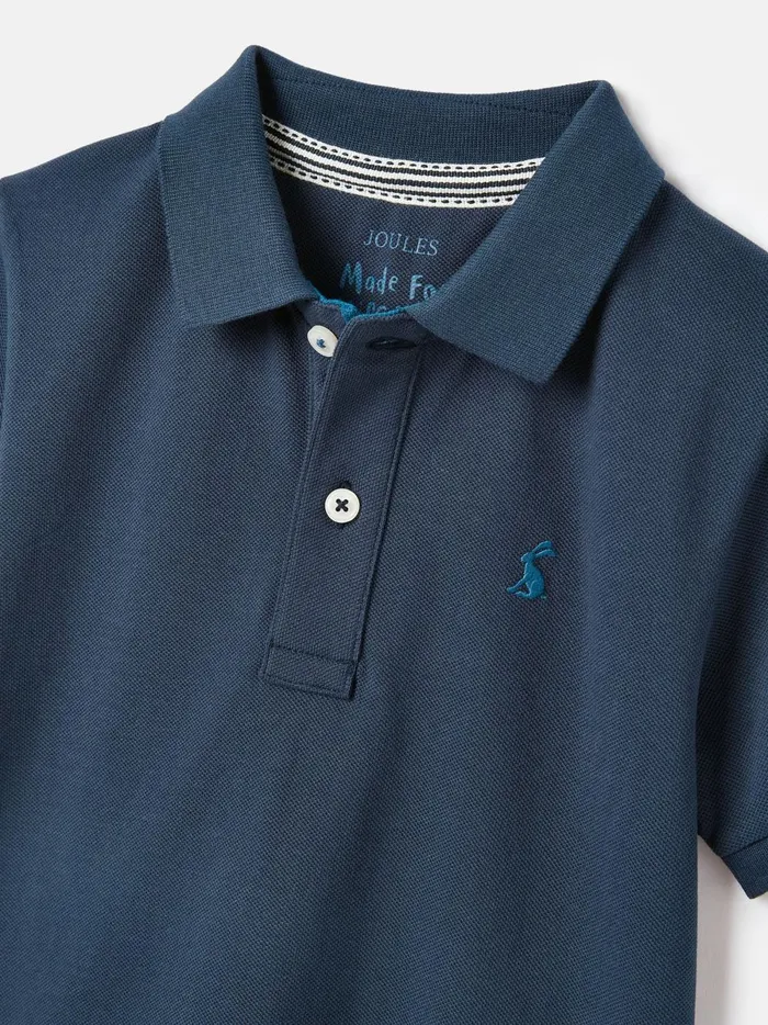 Joules Polo Shirts Boys Navy Blue Pique Cotton Polo Shirt