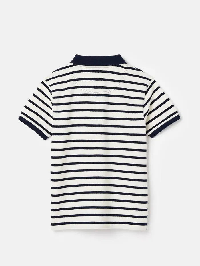 Joules Polo Shirts Boys Navy Blue Striped Pique Cotton Polo Shirt