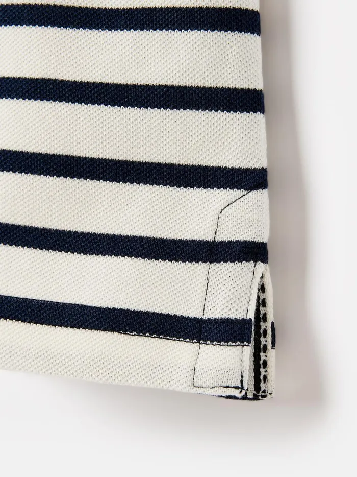 Joules Polo Shirts Boys Navy Blue Striped Pique Cotton Polo Shirt