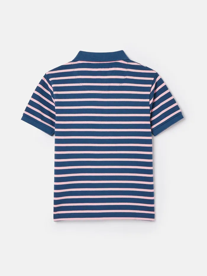 Joules Polo Shirts Boys Pink Striped Pique Cotton Polo Shirt