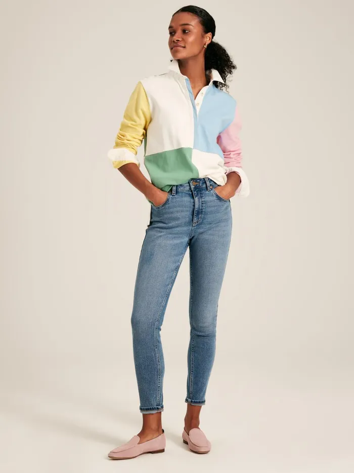 Joules Rugby Shirts Women Multi Colour Block Cotton Rugby Shirt