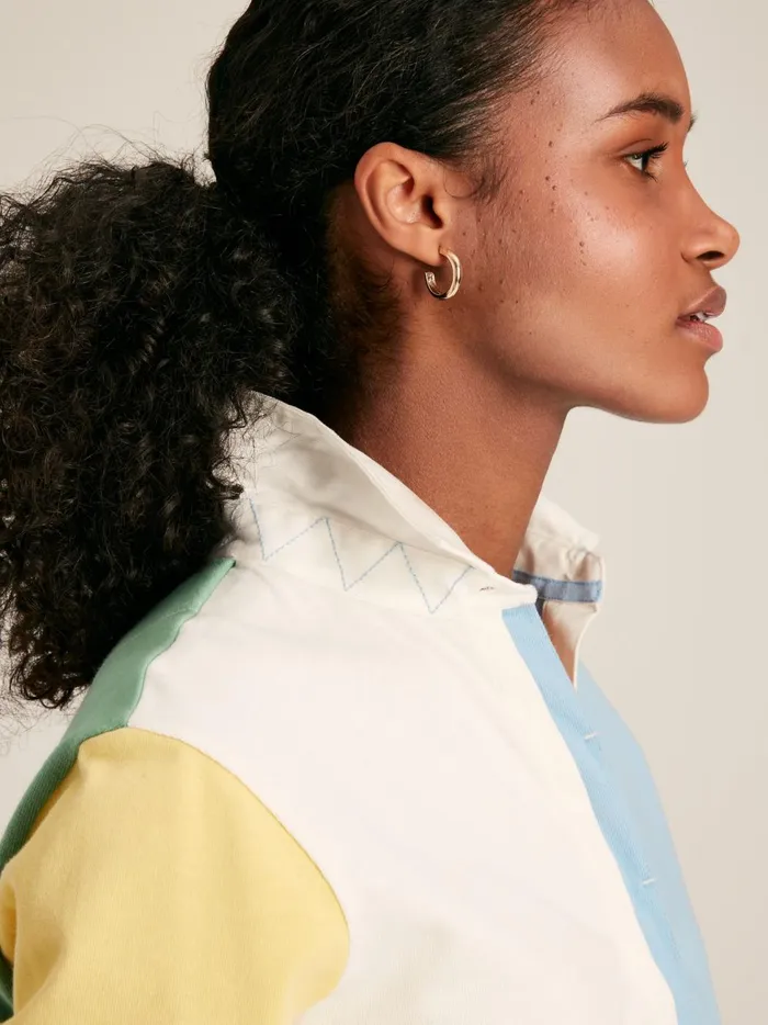 Joules Rugby Shirts Women Multi Colour Block Cotton Rugby Shirt