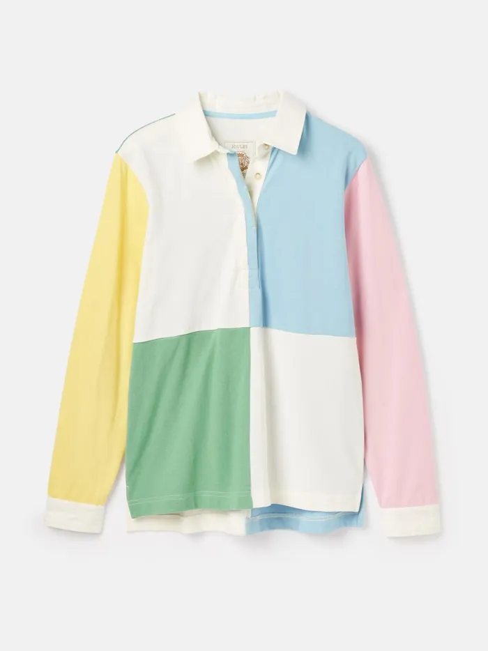 Joules Rugby Shirts Women Multi Colour Block Cotton Rugby Shirt
