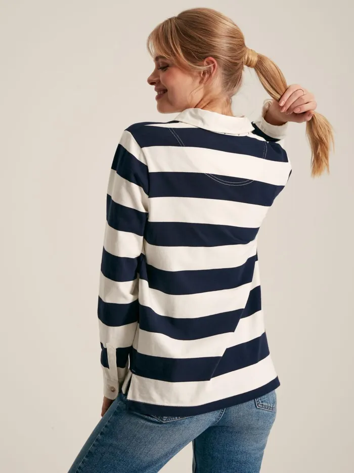 Joules Rugby Shirts Women NavyWhite Cotton Rugby Shirt