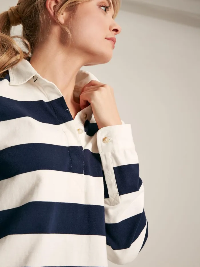 Joules Rugby Shirts Women NavyWhite Cotton Rugby Shirt
