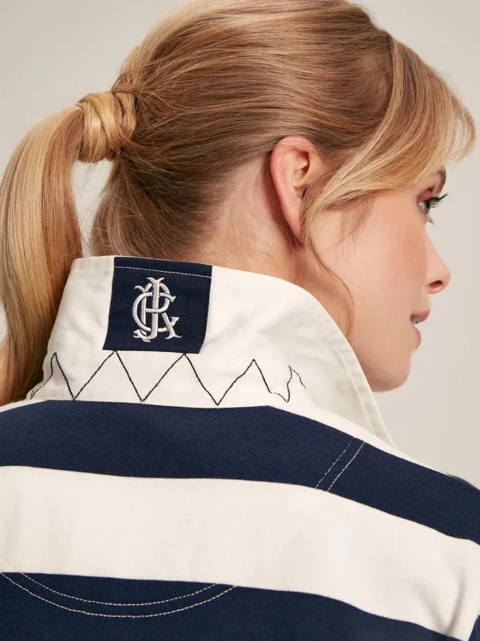 Joules Rugby Shirts Women NavyWhite Cotton Rugby Shirt
