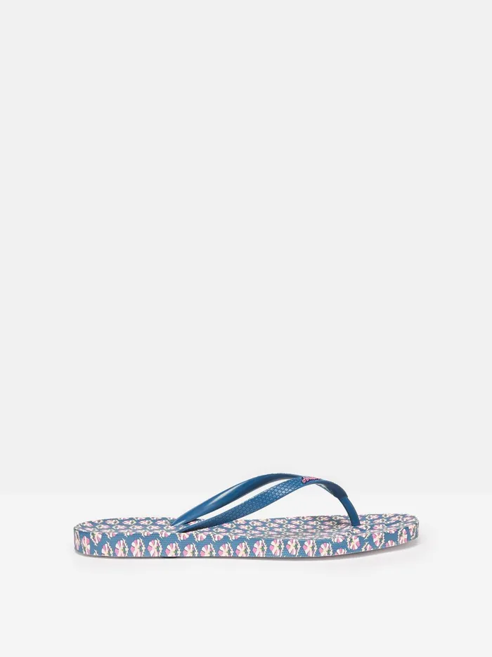 Joules Sandals Women Blue Floral Printed Flip Flops