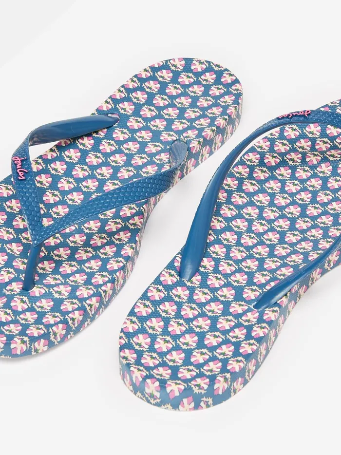 Joules Sandals Women Blue Floral Printed Flip Flops