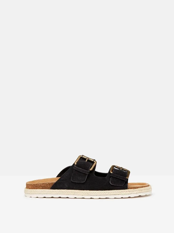 Joules Sandals Women Navy Blue Suede Espadrille Buckle Sliders