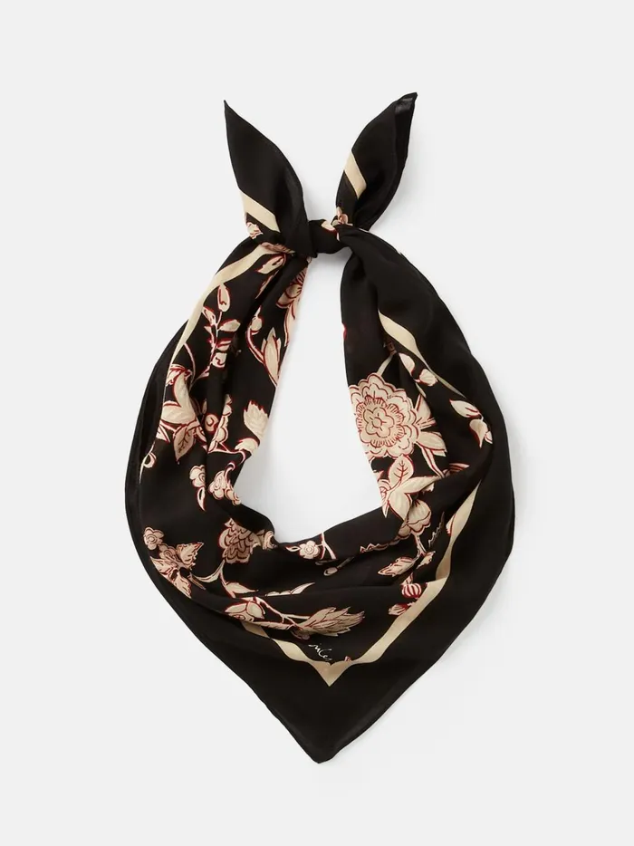 Joules Scarves Women Black Floral Square Lightweight Neck Scarf