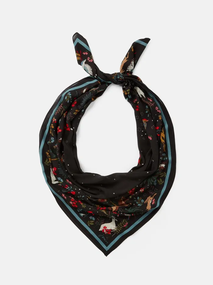 Joules Scarves Women Black Printed Square Scarf