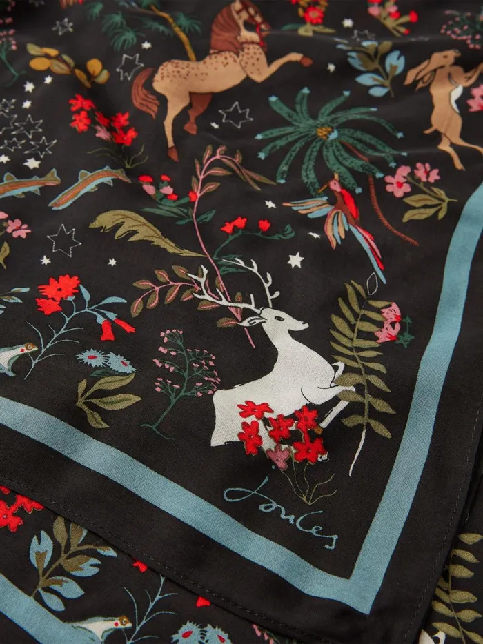 Joules Scarves Women Black Printed Square Scarf