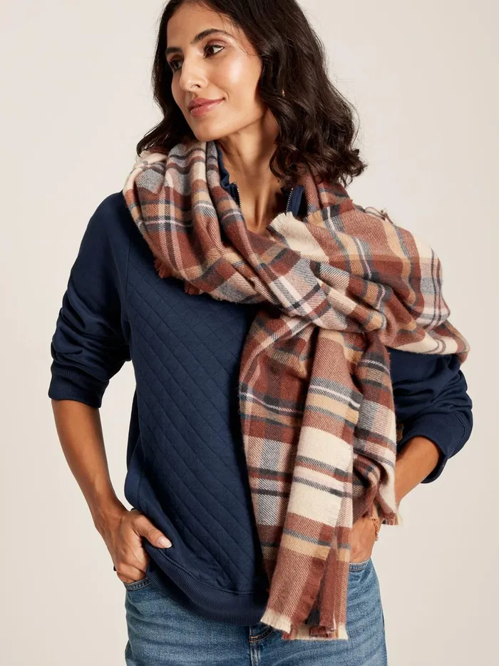 Joules Scarves Women Brown Oversized Blanket Scarf