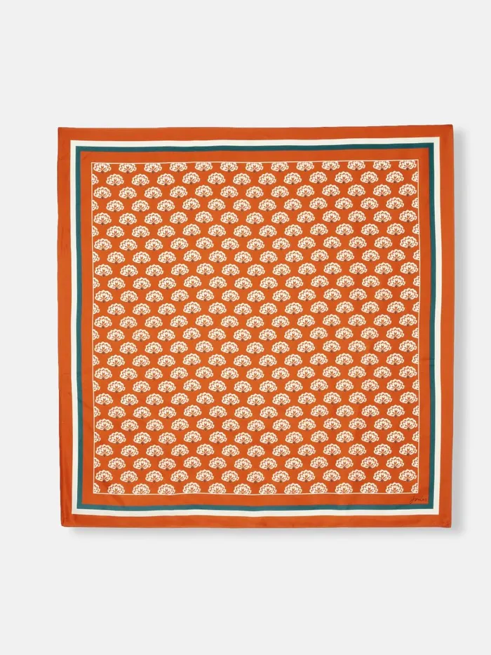 Joules Scarves Women Burnt Orange Silk Square Scarf