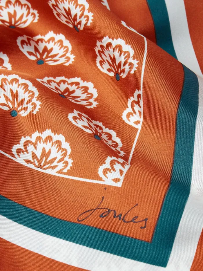Joules Scarves Women Burnt Orange Silk Square Scarf
