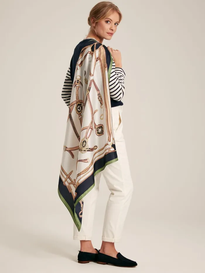 Joules Scarves Women Cream Square Silk Scarf