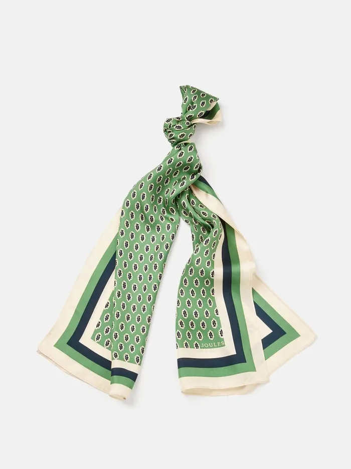 Joules Scarves Women Green Printed Long Silk Scarf