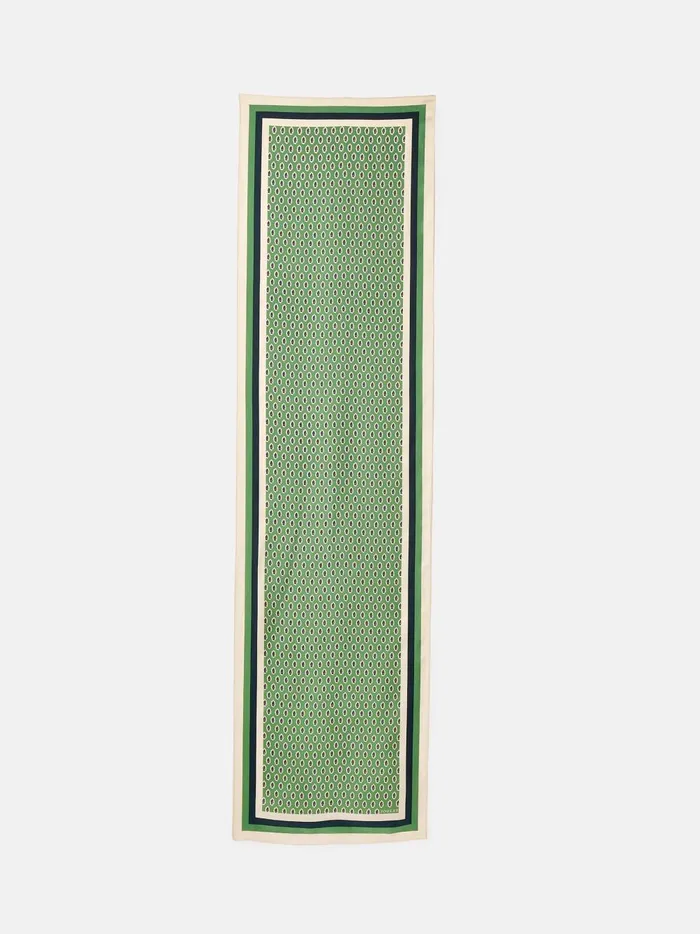 Joules Scarves Women Green Printed Long Silk Scarf